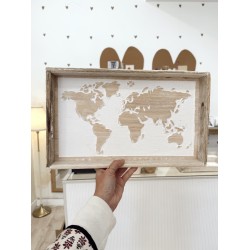 Bandeja de madera "Contigo, un Mundo"