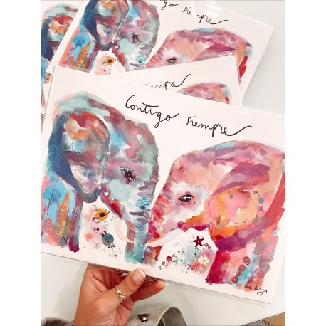 Postal Elefantes "Contigo Siempre"