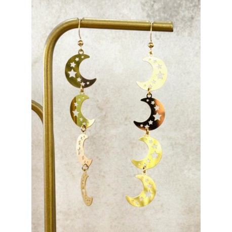 Pendientes acero Luna y Estrellas