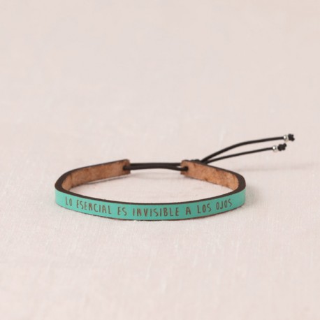 Pulsera cuero "Lo esencial es invisible a los ojos"