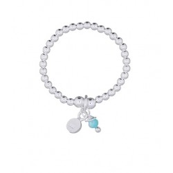 Anillo plata elástico Bolitas - Amazonita
