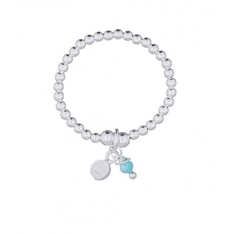 Anillo plata elástico Bolitas - Amazonita