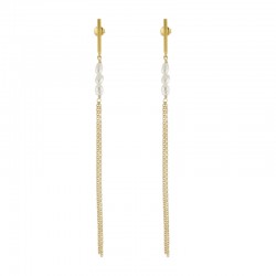 Pendientes cadena plata Perlas