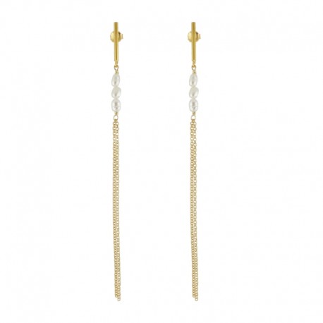 Pendientes cadena plata Perlas