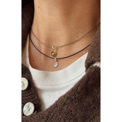 Gargantilla cordón-plata Corazón circonitas