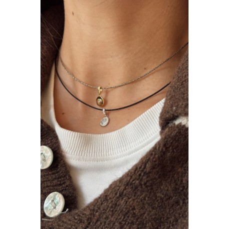 Gargantilla cordón-plata Corazón circonitas