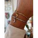Pulsera plata Luna hilo metalizado