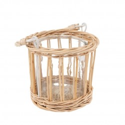 Candelabro cristal y mimbre